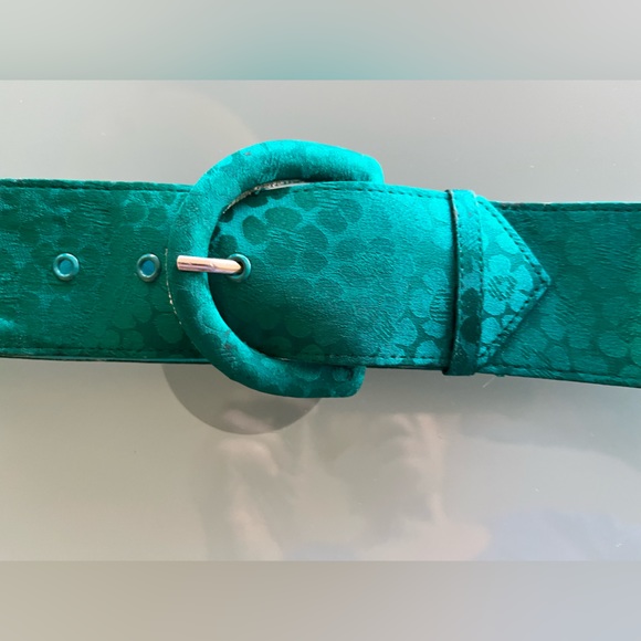 Argenti Unique emerald green 100% satin silk belt 2" wide silk buckle 32" waist - Picture 2 of 7